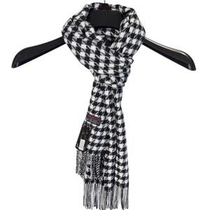 Cashmere Feel Scarf Black White Womens Unisex Neck Scarf Plaid Warm Soft